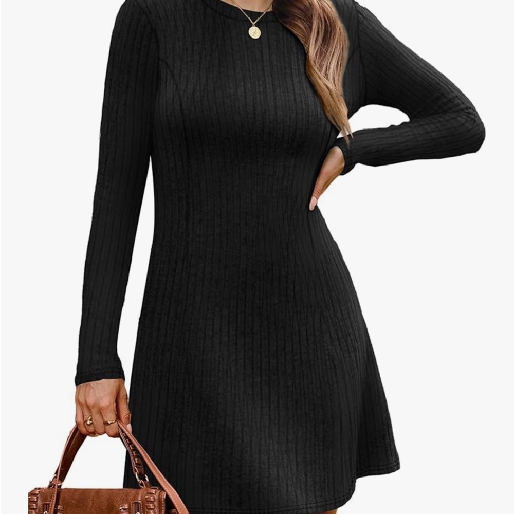 Chic Black Long Sleeve Knit Dress